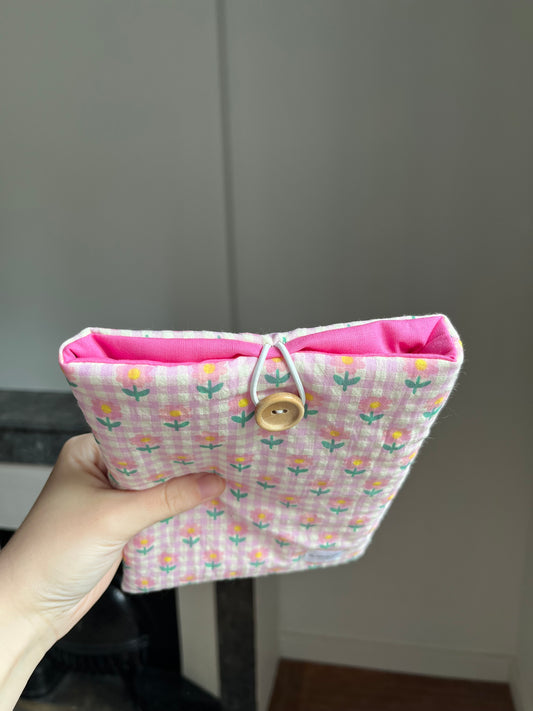 Pochette à livre de poche vichy fleurs