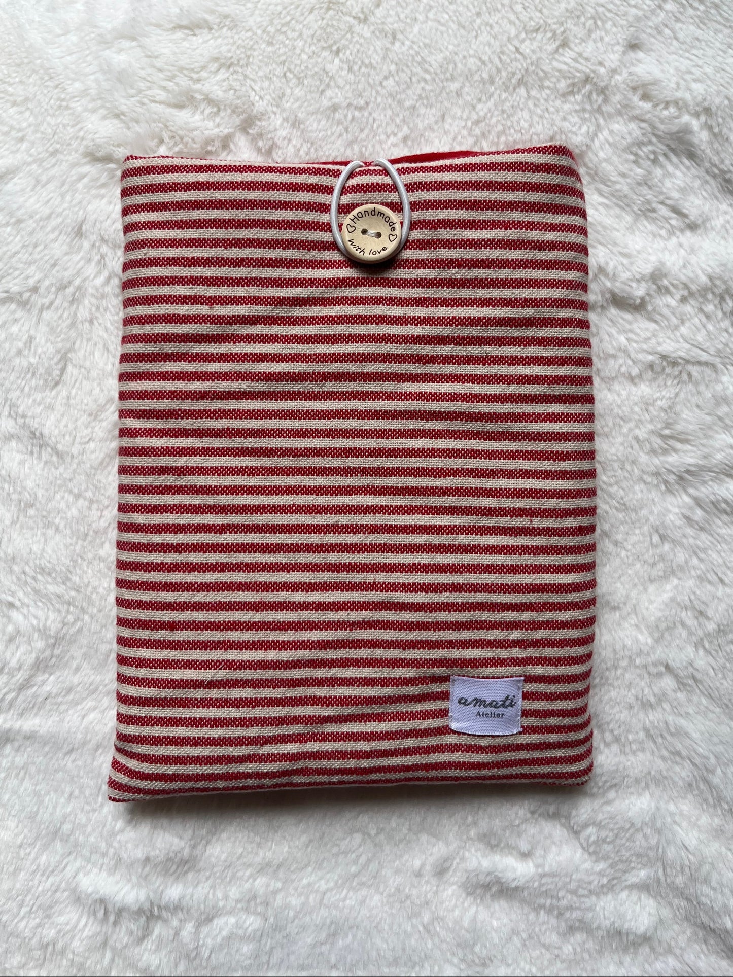 Pochette à livre de poche rayures rouges