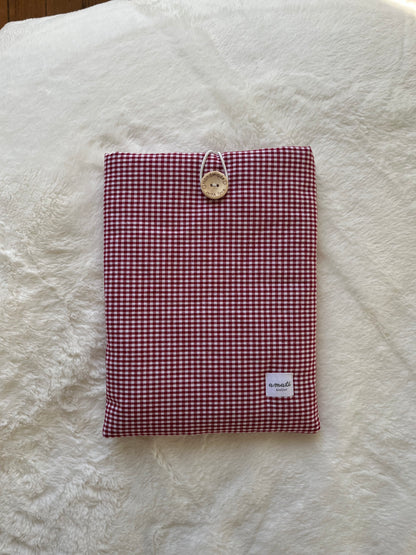 Pochette à livre broché vichy bordeaux
