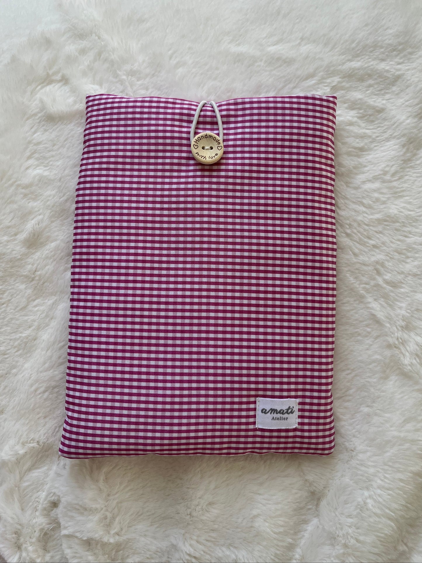 Pochette à livre de poche vichy rose