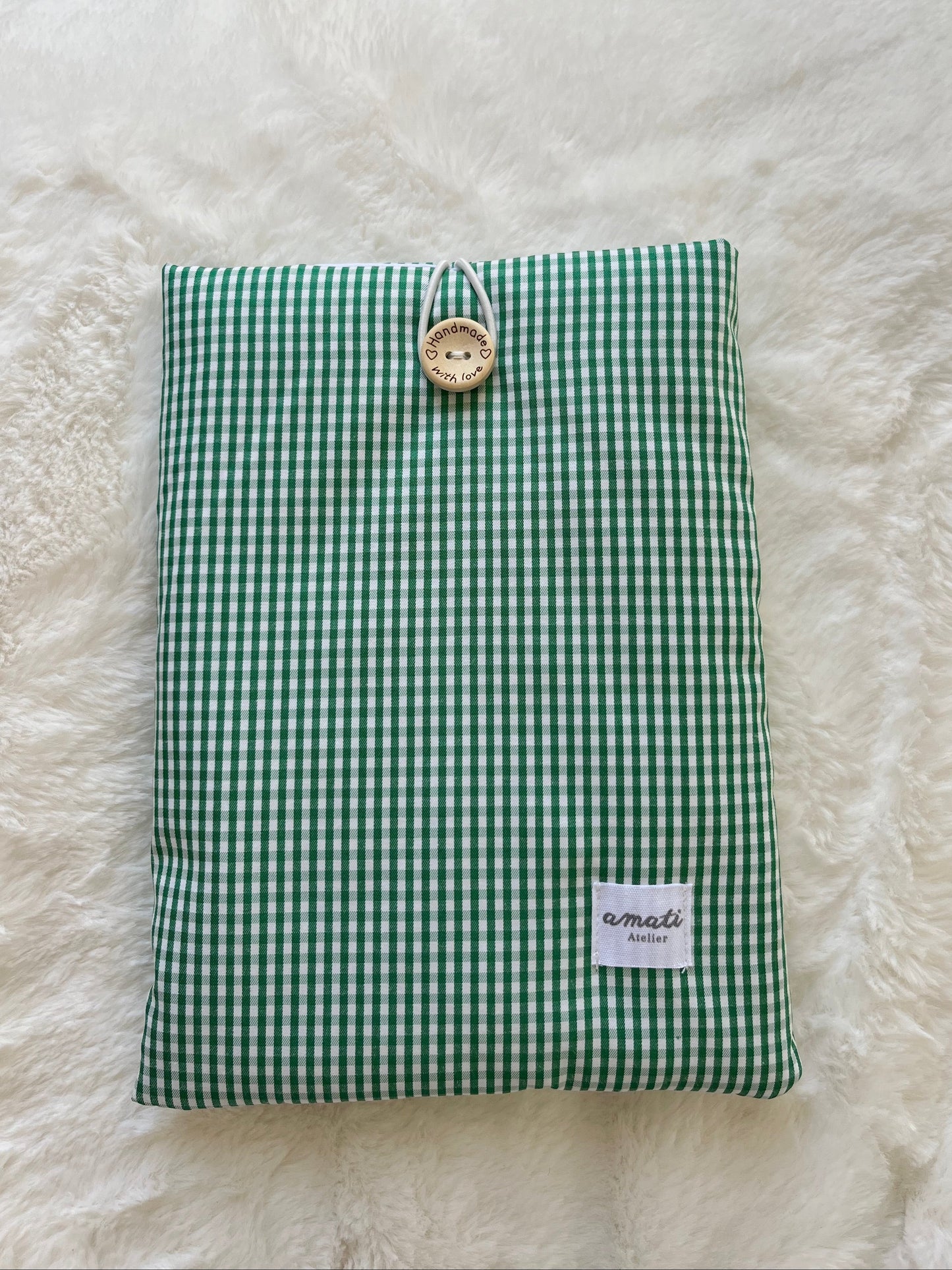 Pochette à livre de poche vichy vert
