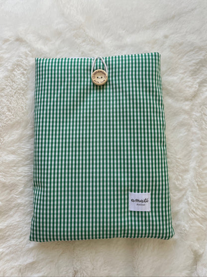 Pochette à livre de poche vichy vert