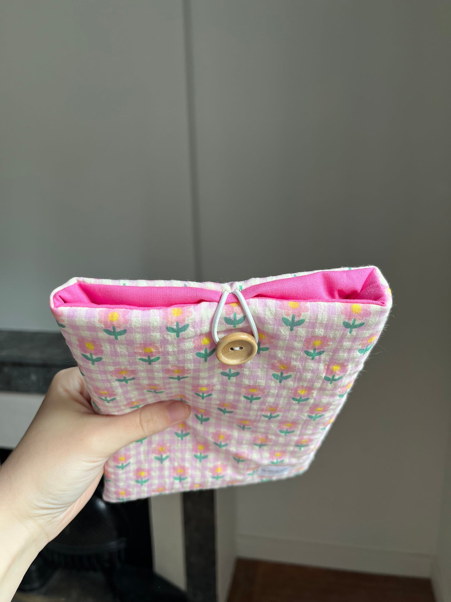 Pochette à livre de poche vichy fleurs