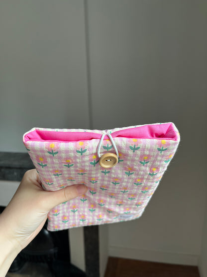 Pochette à livre de poche vichy fleurs