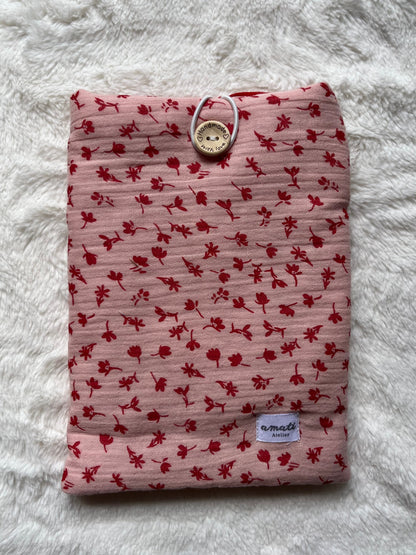 Pochette à livre de poche fleurs rouges